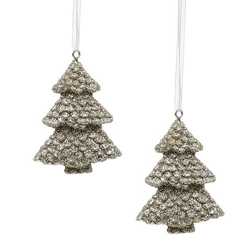 Floristik24 Cintre sapin avec mica 6,5cm champagne 6pcs