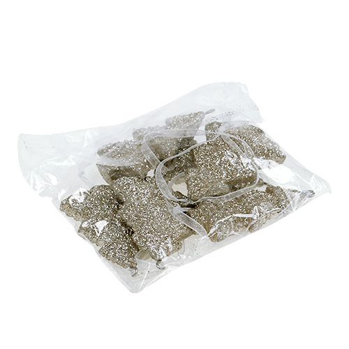 Floristik24 Cintre sapin avec mica 6,5cm champagne 6pcs