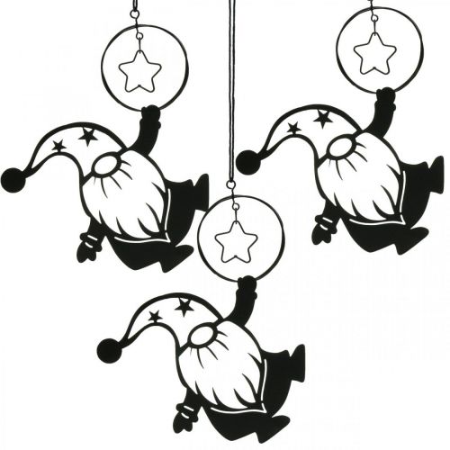 Floristik24 Décoration murale métal étoile nain noir 15×17cm 3 pcs