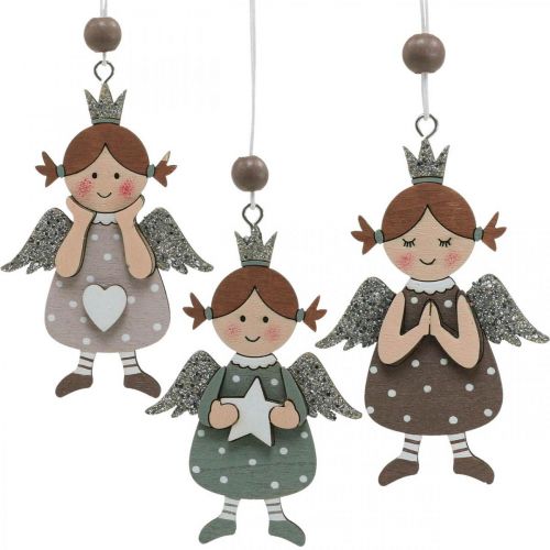 Floristik24 Pendentif ange ange de Noël décoration bois 9.5x6.5cm 9pcs