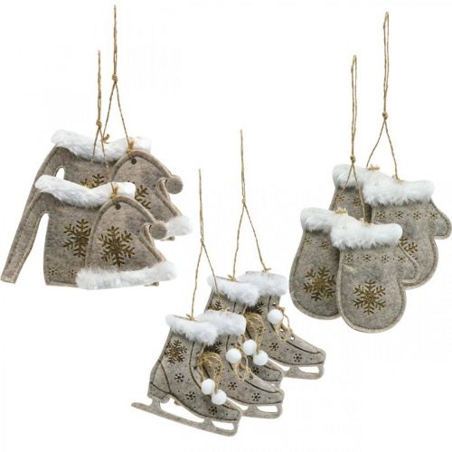 Floristik24 Remorque de Noël feutre motifs d'hiver 7×12cm 6pcs