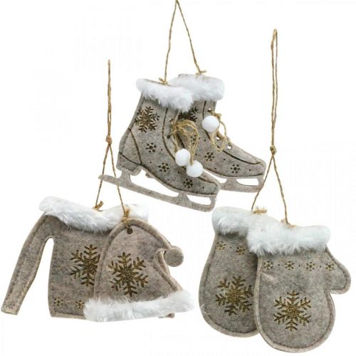 Floristik24 Remorque de Noël feutre motifs d'hiver 7×12cm 6pcs