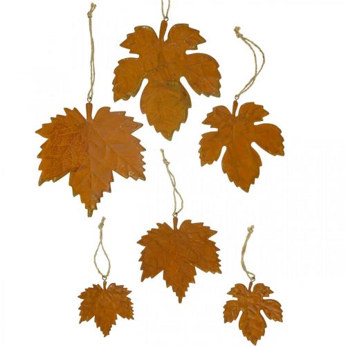 Floristik24 Feuilles décoratives d'automne en métal aspect rouille feuille d'érable 6 pcs