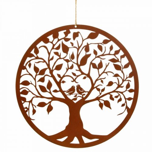 Ressort de décoration de fenêtre, arbre de décoration murale en métal Ø25cm marron 2pcs