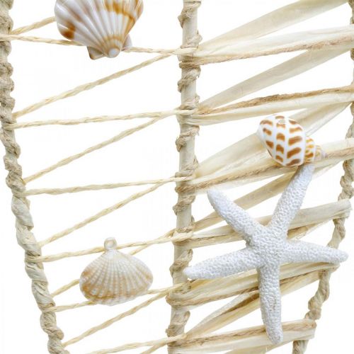 Floristik24 Décoration poisson maritime avec vannerie et coquillages, décoration cintre forme poisson nature 38cm