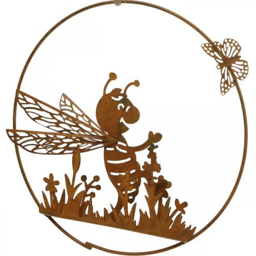 Article Abeille décorative en métal rouille décoration de jardin à suspendre Ø14cm 4 pièces