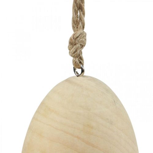 Article Oeufs en bois Oeufs décoratifs Suspendus Oeufs de Pâques naturels Décoration de Pâques H8cm 6 Pcs