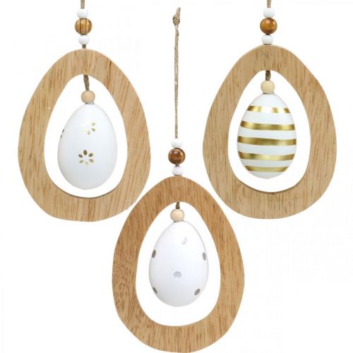 Floristik24 Oeuf de Pâques à suspendre avec motifs d&#39;oeufs Décoration de Pâques H12cm 3 pcs