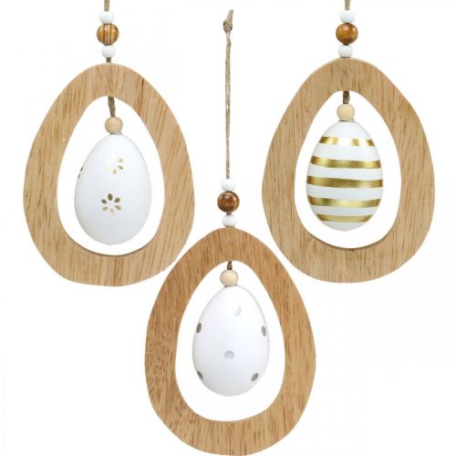 Floristik24 Oeuf de Pâques à suspendre avec motif oeufs Décoration de Pâques H12cm 3pcs