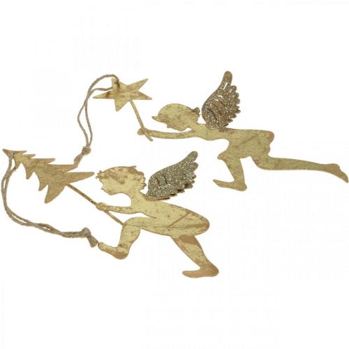 Article Pendentif ange doré, décoration ange de Noël H20/21.5cm 4pcs