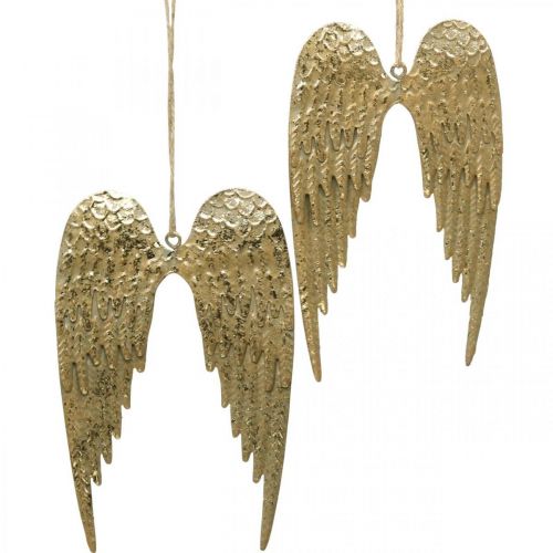 Pendentif Décoratif Ailes d&#39;Ange Noël Doré 14,5×9cm 4 pcs