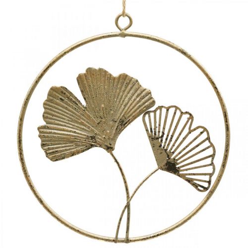 Article Anneau déco or  Décoration murale feuille de ginkgo Ø16cm 3pcs