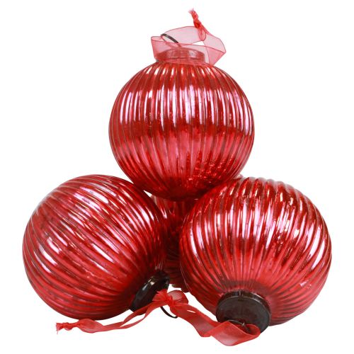 Floristik24 Boules de Noël en verre Boules de sapin de Noël rouge Ø10cm 4pcs
