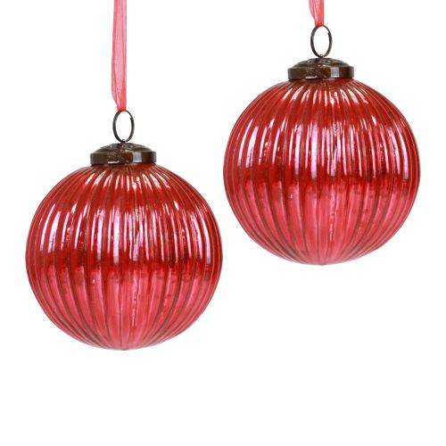Boules de Noël en verre Boules de sapin de Noël rouge Ø10cm 4pcs
