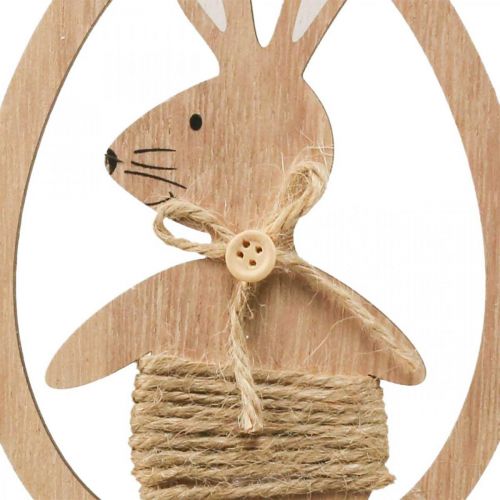 Article Pendentif décoratif en bois décoration de Pâques lapin dans un œuf 9×1,5×23cm 6 pcs