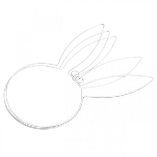 Floristik24 Décoration de Pâques tête de lapin à suspendre guirlande métal blanc H40cm 3pcs