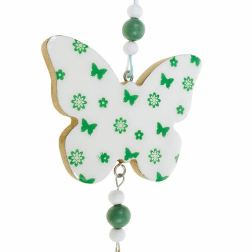 Floristik24 Décoration à suspendre coeur fleur papillon blanc, décoration de printemps en bois vert 6 pcs