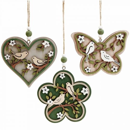 Floristik24 Décoration à suspendre en bois déco cintre oiseaux décoration de fenêtre 10cm 6pcs