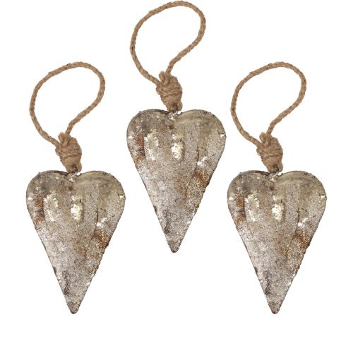 Floristik24 Décoration à suspendre coeurs en métal décoration coeurs argent 11cm 3pcs
