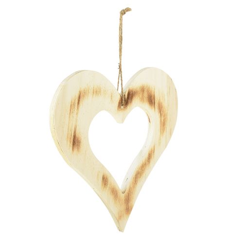 Floristik24 Coeur décoratif coeur décoratif en bois en coeur brûlé naturel 25x25cm
