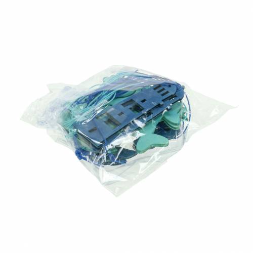 Floristik24 Décoration maritime à suspendre en bois bleu clair, bleu foncé trié 8cm 12pcs