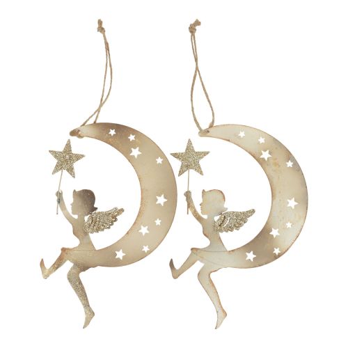 Pendentif ange étoile décoration de Noël à suspendre H19cm 2 pièces