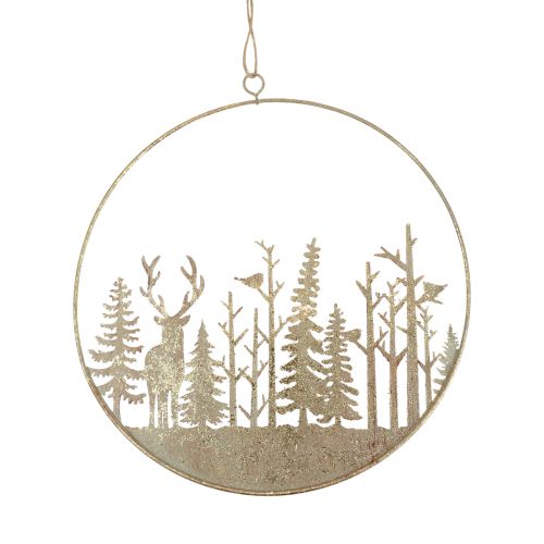 Article Bague décorative métal cerf de forêt décoration vintage doré Ø22,5cm