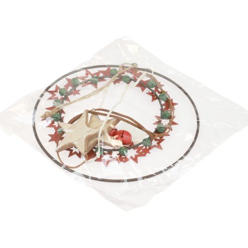 Article Décoration à suspendre décoration de Noël anneau métal bois vintage Ø19cm