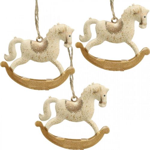 Déco Cheval à Bascule Noël Métal Crème Marron 6pcs