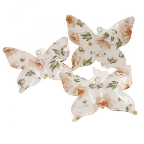 Floristik24 Déco papillons suspension déco en métal fleurs L12×H10cm 3pcs