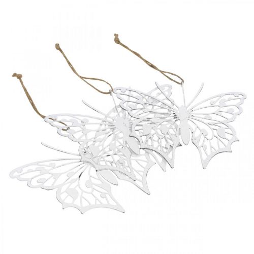 Article Décoration papillon à suspendre décoration vintage en métal blanc 15×12cm 3 pcs