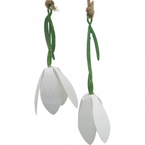 Floristik24 Branche décorative avec fleurs, ressort, perce-neige à suspendre, fleurs en métal L48cm l90cm