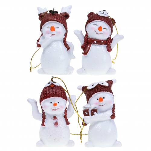 Floristik24 Décorations de sapin de Noël bonhomme de neige à accrocher 8cm 4pcs