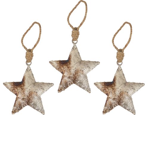 Floristik24 Décoration à suspendre étoile de Noël métal argenté 11cm 3 pcs