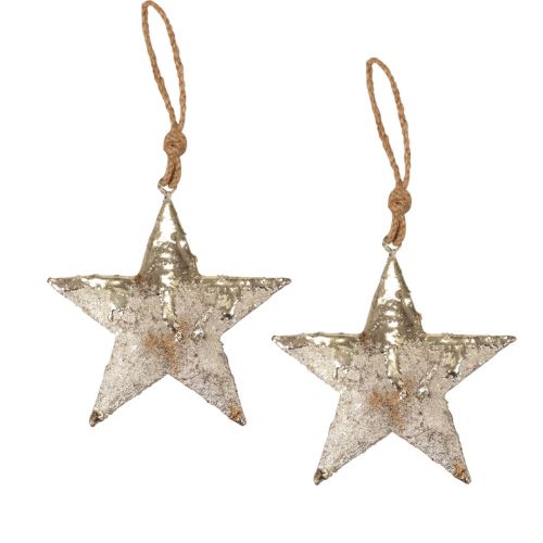 Article Décoration à suspendre étoile métal décoration de Noël argent 15,5cm 3pcs