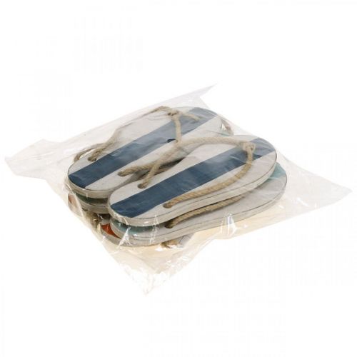 Article Tongs décoratives à suspendre décoration maritime orange/bleu H15cm 3 pcs