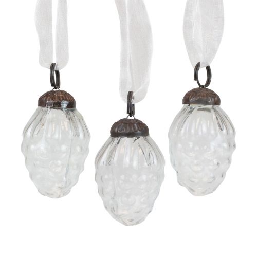 Article Décorations de Noël cintres décoratifs en verre cônes en verre 3 × 4,5 cm 12 pcs