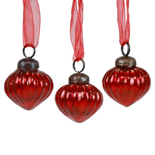 Décorations de Noël cintres décoratifs en verre verre rouge 3,5×4cm 12 pcs