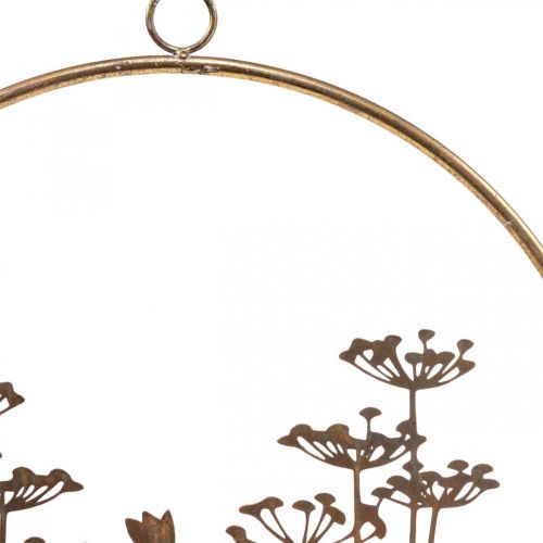 Floristik24 Décoration murale fleurs décoration métal à suspendre doré antique Ø38cm