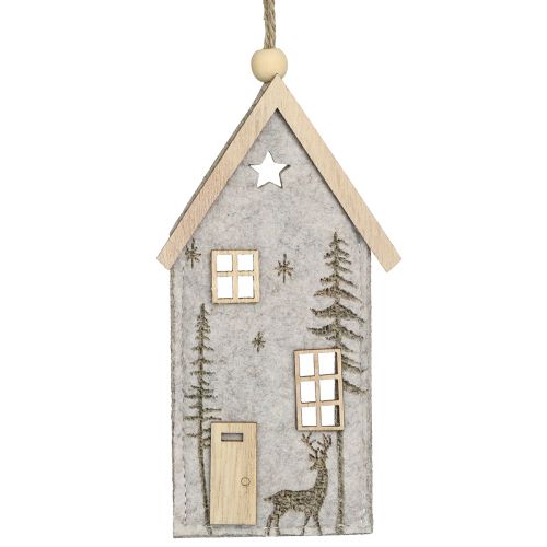 Floristik24 Maison à suspendre décoration de Noël en feutre beige 15cm 6 pcs