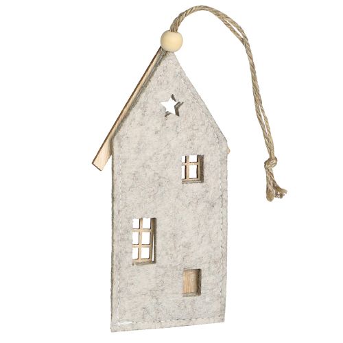 Article Maison à suspendre décoration de Noël en feutre beige 15cm 6 pcs