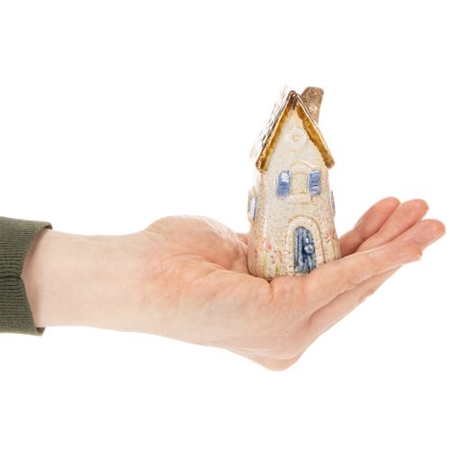 Article Petites maisons en céramique Pour décoration intérieure et pots de fleurs Idée cadeau 10 cm Lot de 3