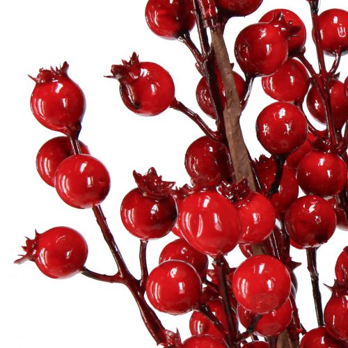 Article Décoration cynorhodon, branches décoratives artificielles, rouge, L62 cm, 3 pièces