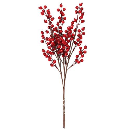 Article Décoration cynorhodon, branches décoratives artificielles, rouge, L62 cm, 3 pièces