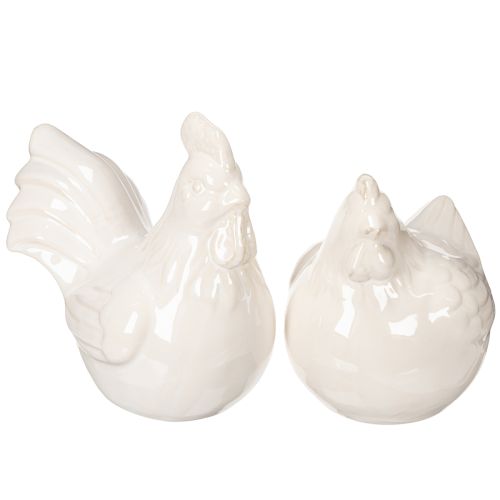 Figurine de poulet, émaillée brillante, pour décoration intérieure moderne, 17 cm, lot de 2