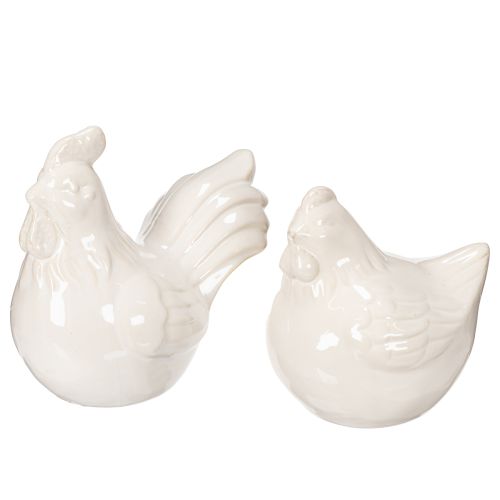 Article Figurine de poulet, émaillée brillante, pour décoration intérieure moderne, 17 cm, lot de 2