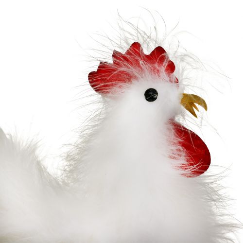 Article Coq poule avec plumes blanc 17cm, 21cm 2pcs