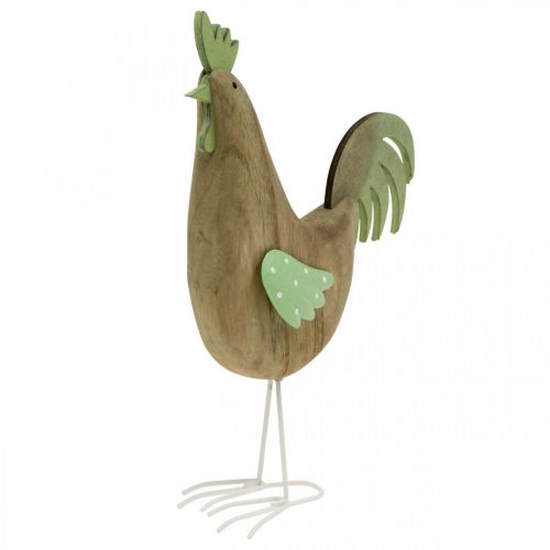 Figurine décorative coq bois, métal vert décoration de table Pâques H23cm | Floristik24.be