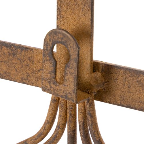 Barre à crochets pour outils de jardin, décorations de jardin, râteau, bêche et houe ; porte-manteau en métal rouillé, L33,5 cm | Floristik24.be