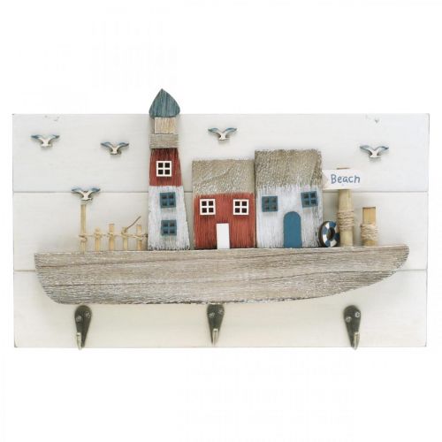 Armoire de plage, décoration maritime en bois, support à gaffe Shabby Chic L33cm